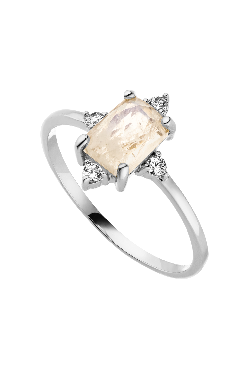 Emerald Moonstone Ring Silver