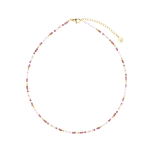 Gemstone Beaded Necklace Garnet & Pink Tourmaline